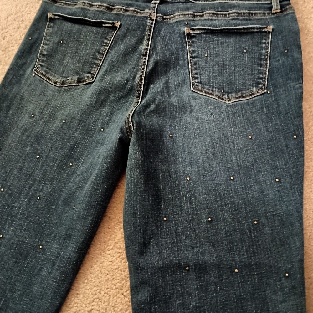 Talbots Studded Flawless Slim Ankle Jeans Size 16P Classic Denim Style‎ Y2K